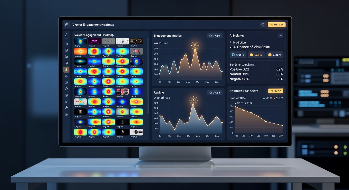 AI video engagement analysis interface showing retention curve comparison, technique recommendations, and predicted performance improvements