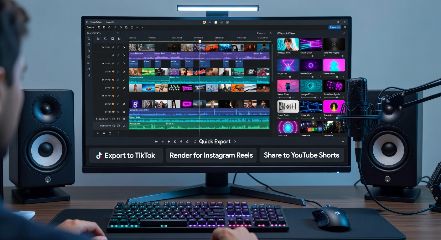 Modern video editing workstation optimized for short-form content creation and rapid iteration